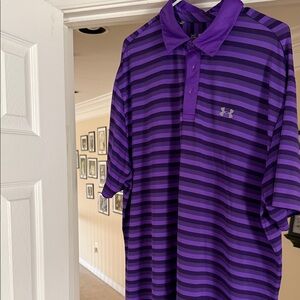 Under Armour Violet and Black Striped Polo